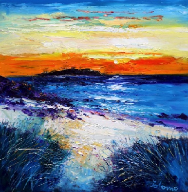 Atlantic sunset off Columba's Beach Iona 24x24